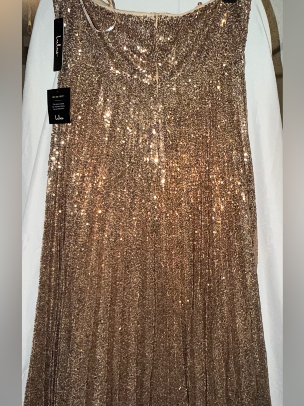 Gold Sequin V-Neck Evening Gown NWT never worn - Picture 2 of 3